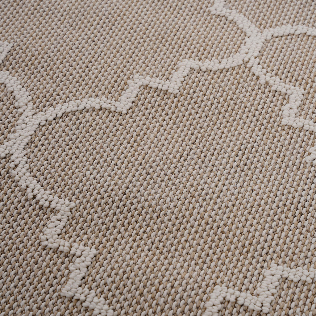 Guros Collection 4' x 6' Area Rug with Stain-Resistant Polypropylene - Ivory or Grey+White