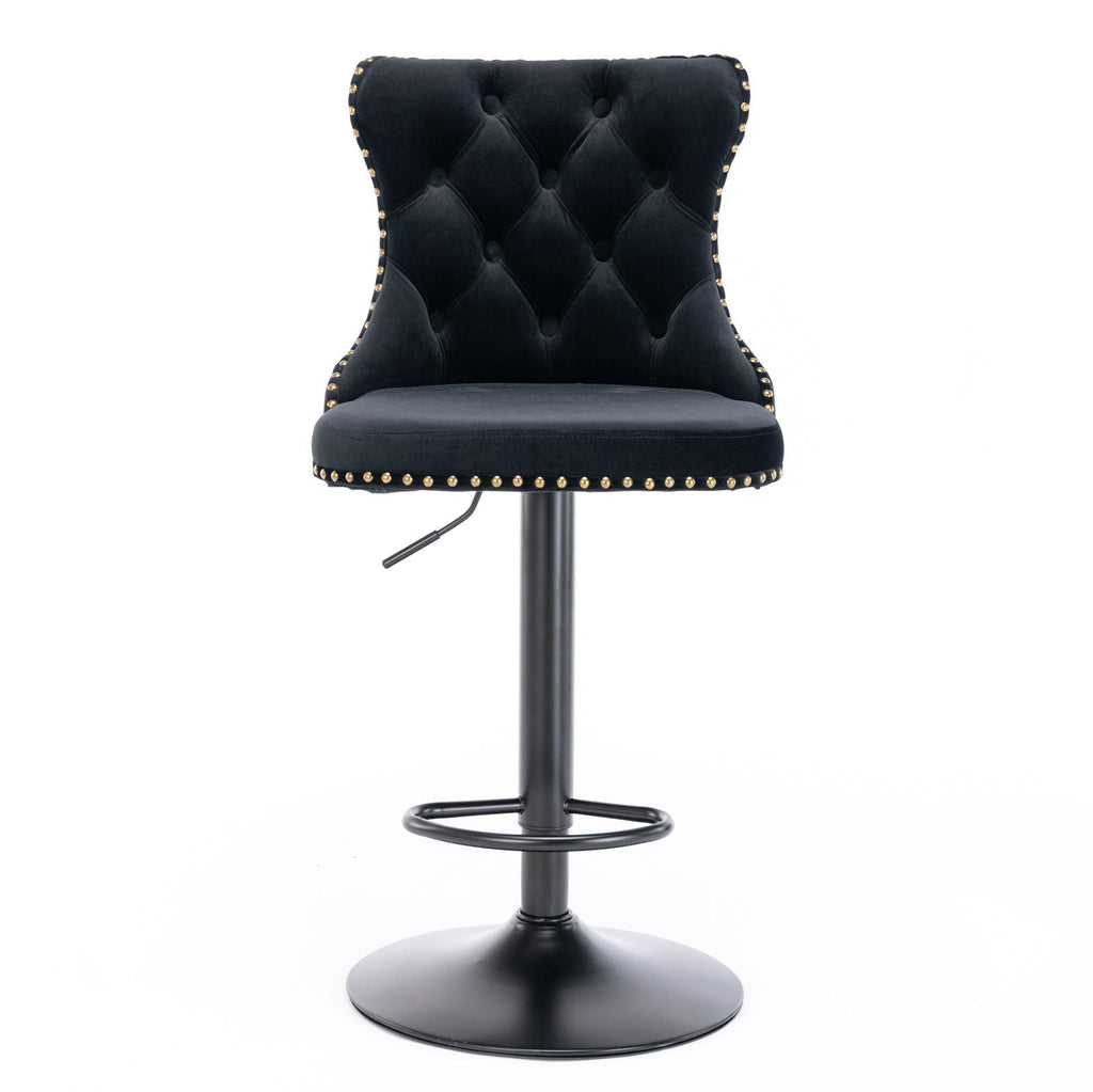 Modern Adjustable Swivel Barstools with Tufted Back - Multiple Colors (Set of 2)