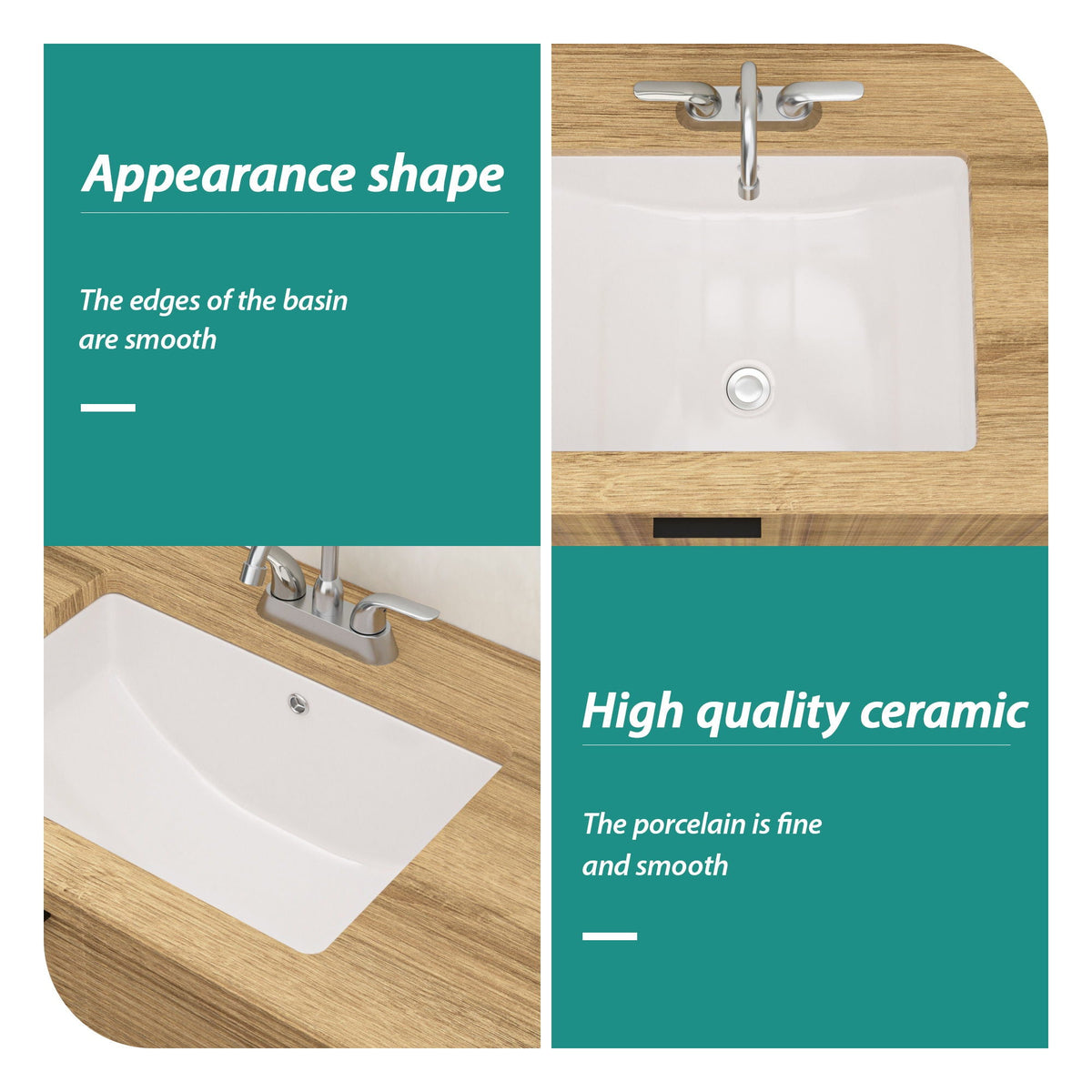 Modern Ceramic Undermount Bathroom Sink with Overflow - White or Black