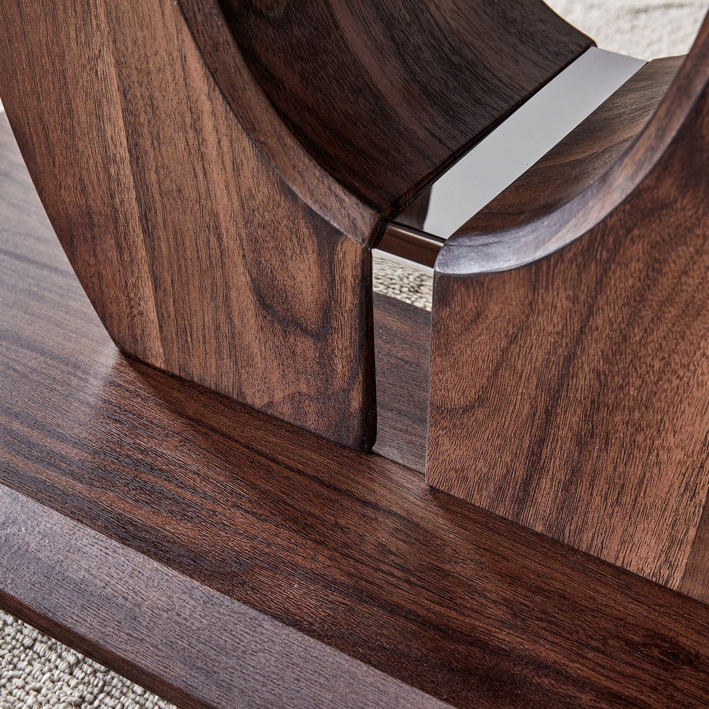 Modern Minimalist Rectangular Coffee Table with Walnut Grain Finish - Dark Brown