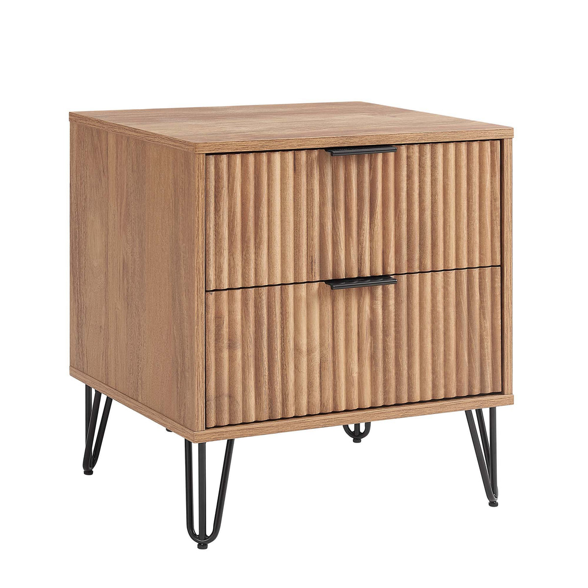 Dumbo Nightstand with 2 Drawers and Fluted Fronts – Multiple Colors