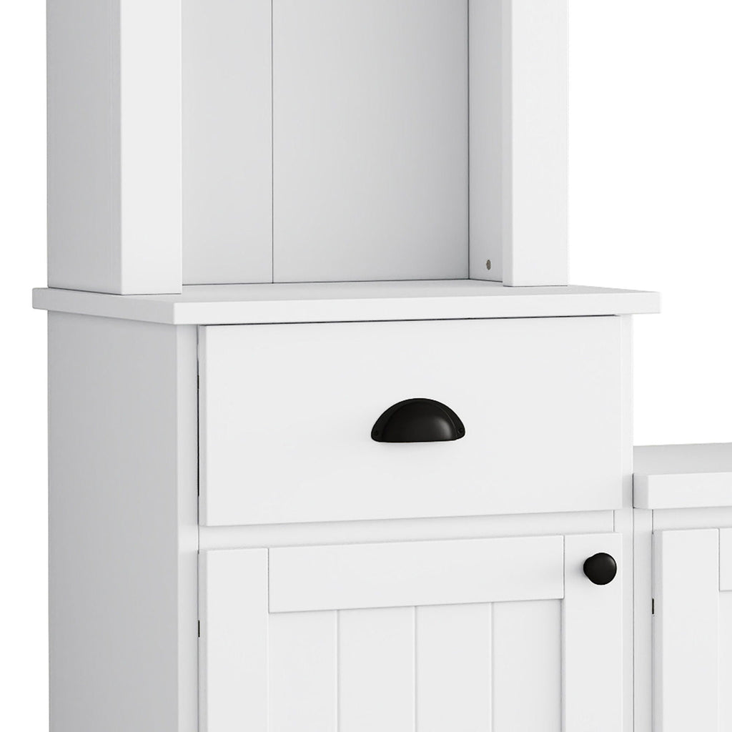 Minimalist Entertainment Wall Unit Set with Adjustable Bridge for TVs Up to 75" - White or Black