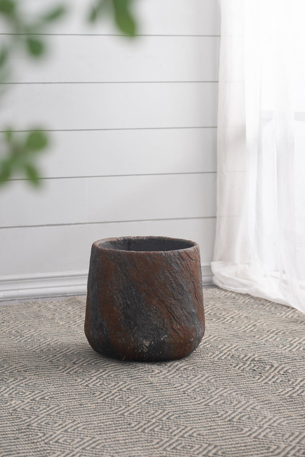 Antique Gray Cement Planter Small with Durable Construction - Garden Pot