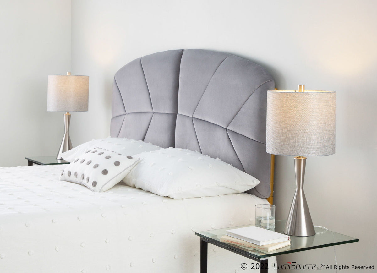 Contemporary Table Lamp Set with Drum Shade - Gray