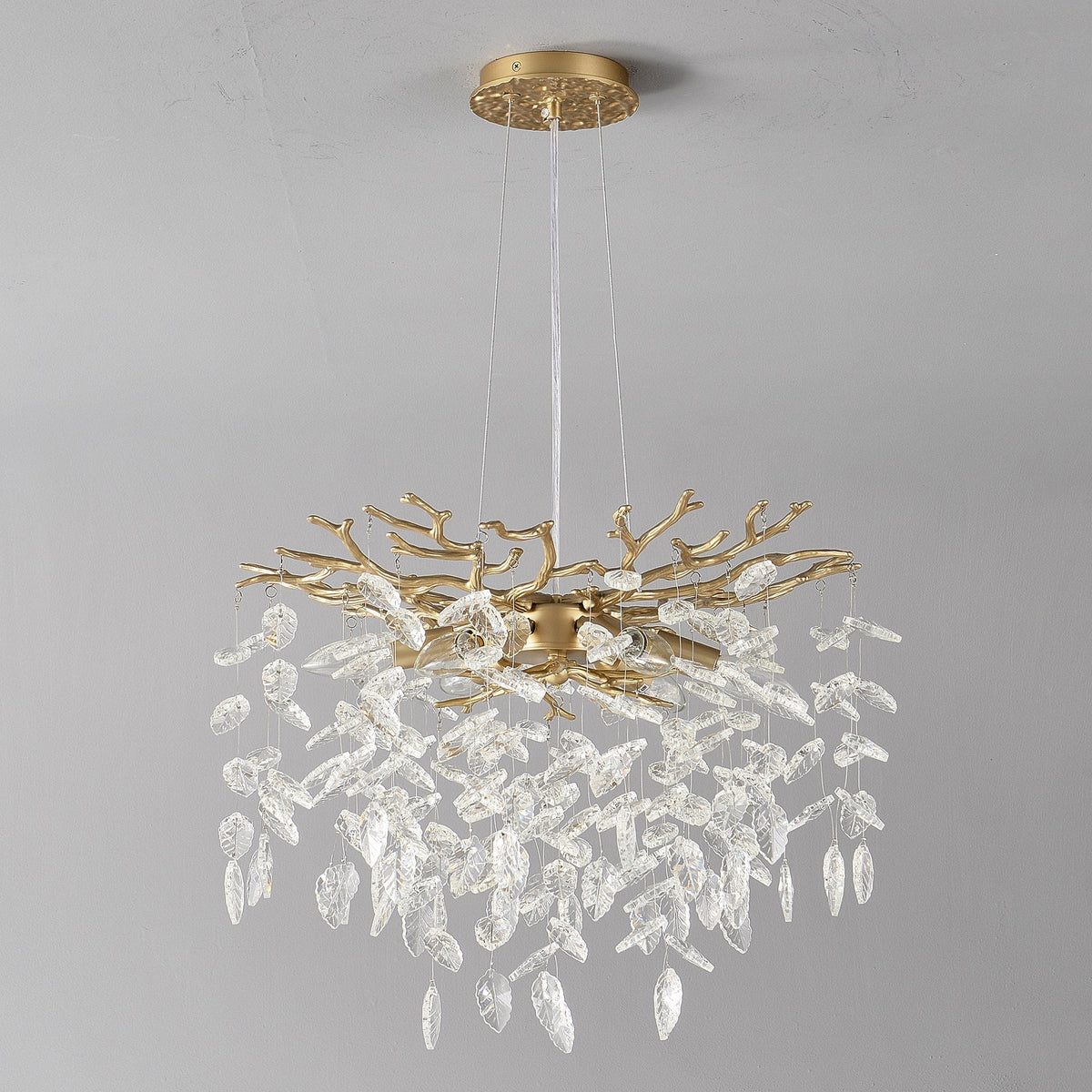 6-Light Crystal Chandelier with Gold Finish - Elegant Ceiling Lamp