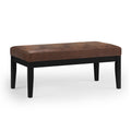 Upholstered Tufted Ottoman Bench with Solid Wood Base - Black, Brown, or Gray