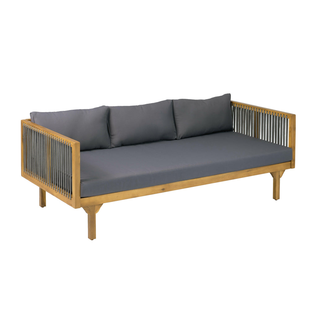 2-Piece Outdoor Patio Set with Rope Back and Water-Repellent Cushions - Dark Grey