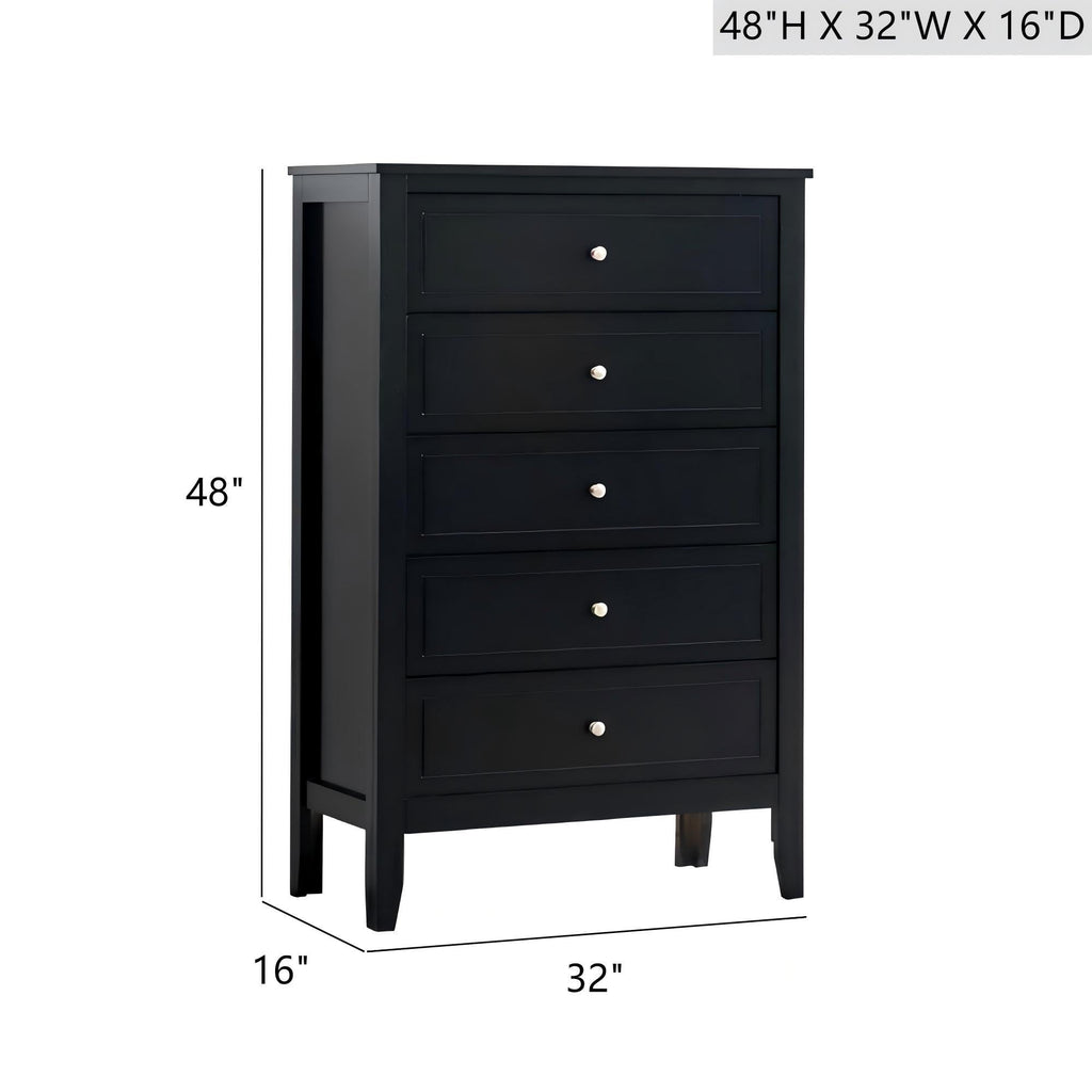 5 Drawer Storage Chest with Metal Hardware - Multiple Colors