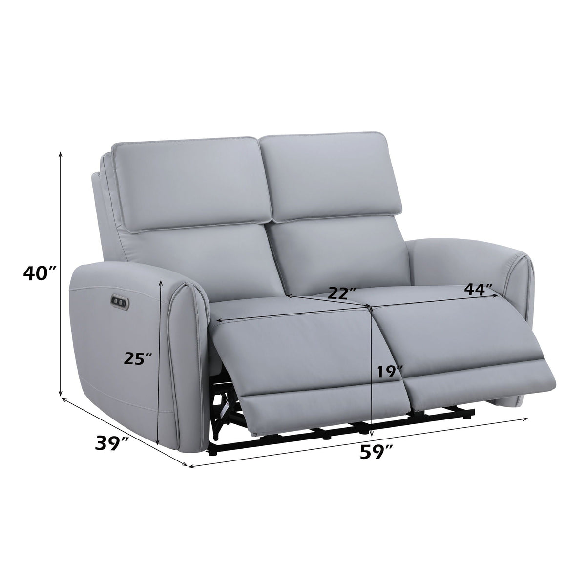 Power Motion Reclining Loveseat with USB Port - Gray