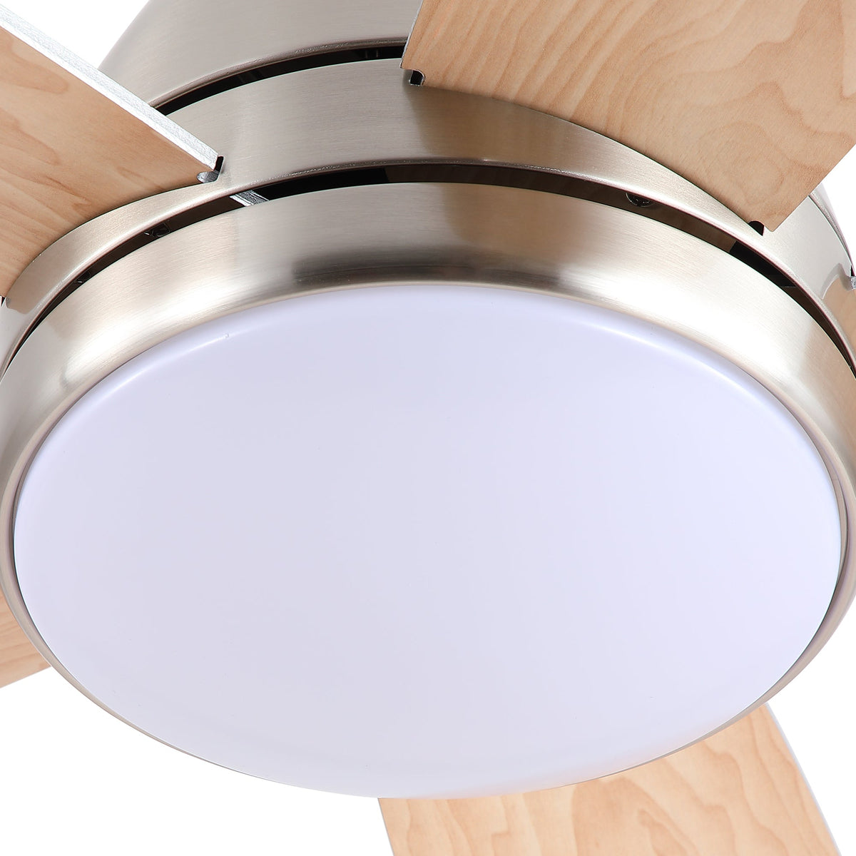 52 Inch Indoor Brushed Nickel Ceiling Fan with Integrated LED Light Kit and Remote