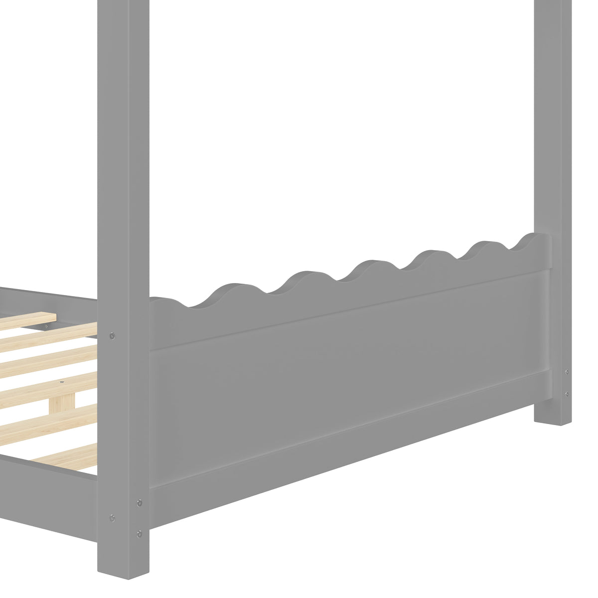 Full House Floor Bed with Support Slats - Gray