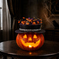 Halloween Pumpkin Candy Bowl with Witch Hat - Resin Halloween Decor