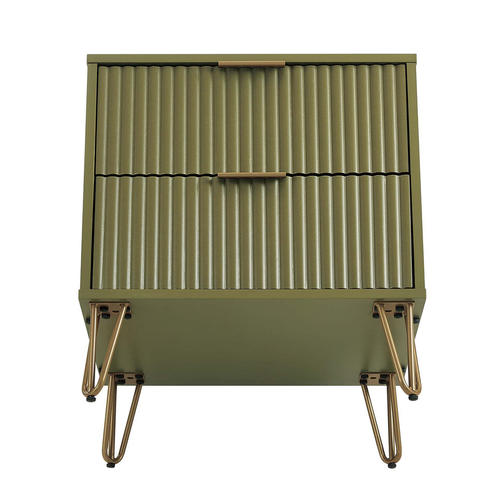 Dumbo Nightstand with 2 Drawers and Fluted Fronts – Multiple Colors