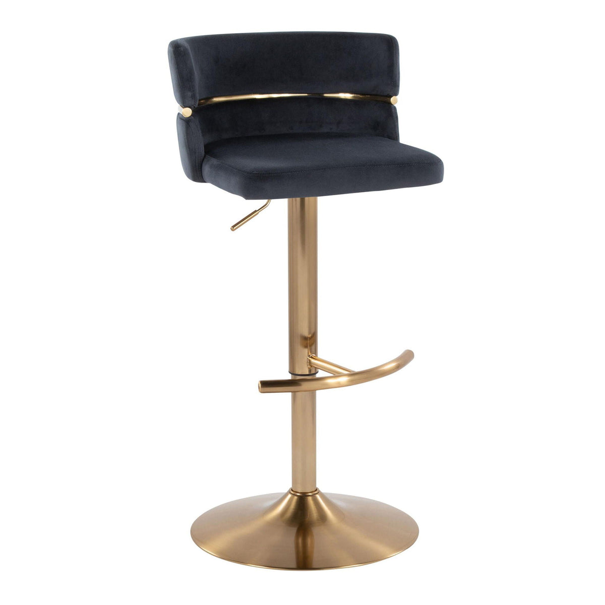Glam Adjustable Barstool Set with Swivel and Rounded T Footrest - Beige or Black