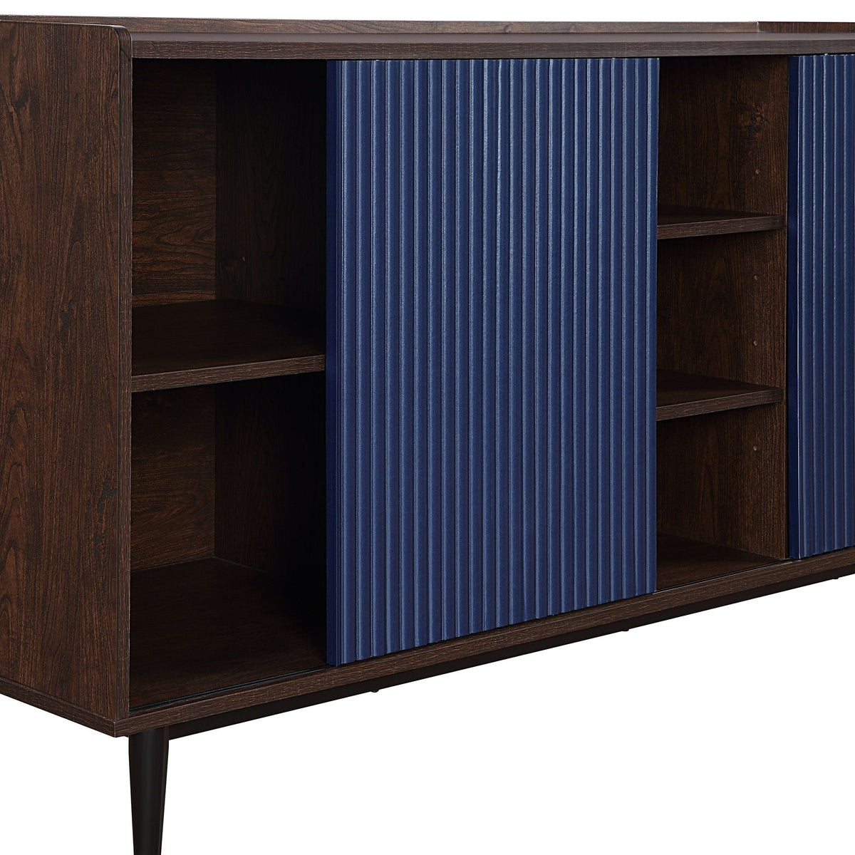 Fluted Sideboard with Adjustable Storage - Black or Blue
