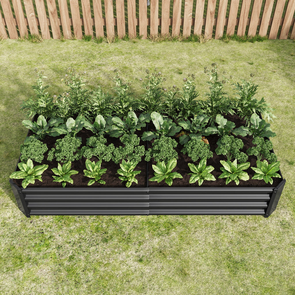 Metal Raised Garden Bed 6x3x1 Ft with Open Base - Silver
