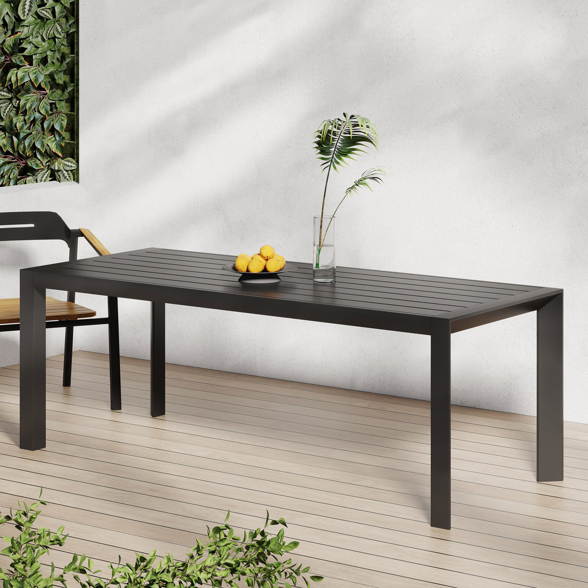 Templin Rectangle Dining Table with Sleek Aluminum Frame - Grey