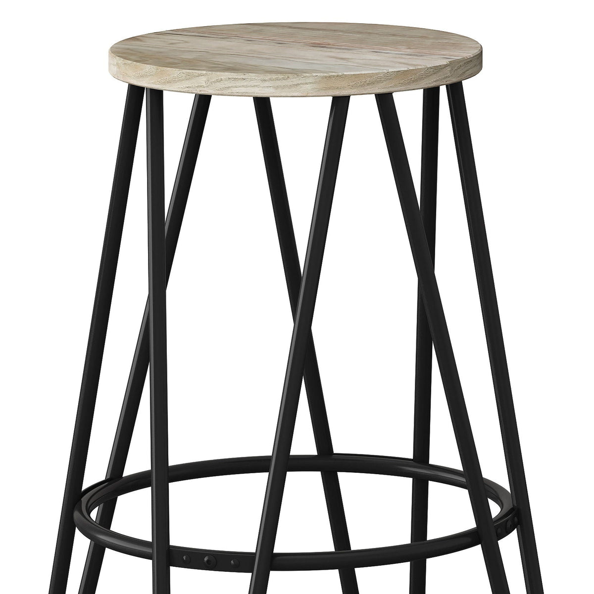 Multifunctional Metal Counter Height Stool with Solid Wood Seat - Dark Brown or Beige