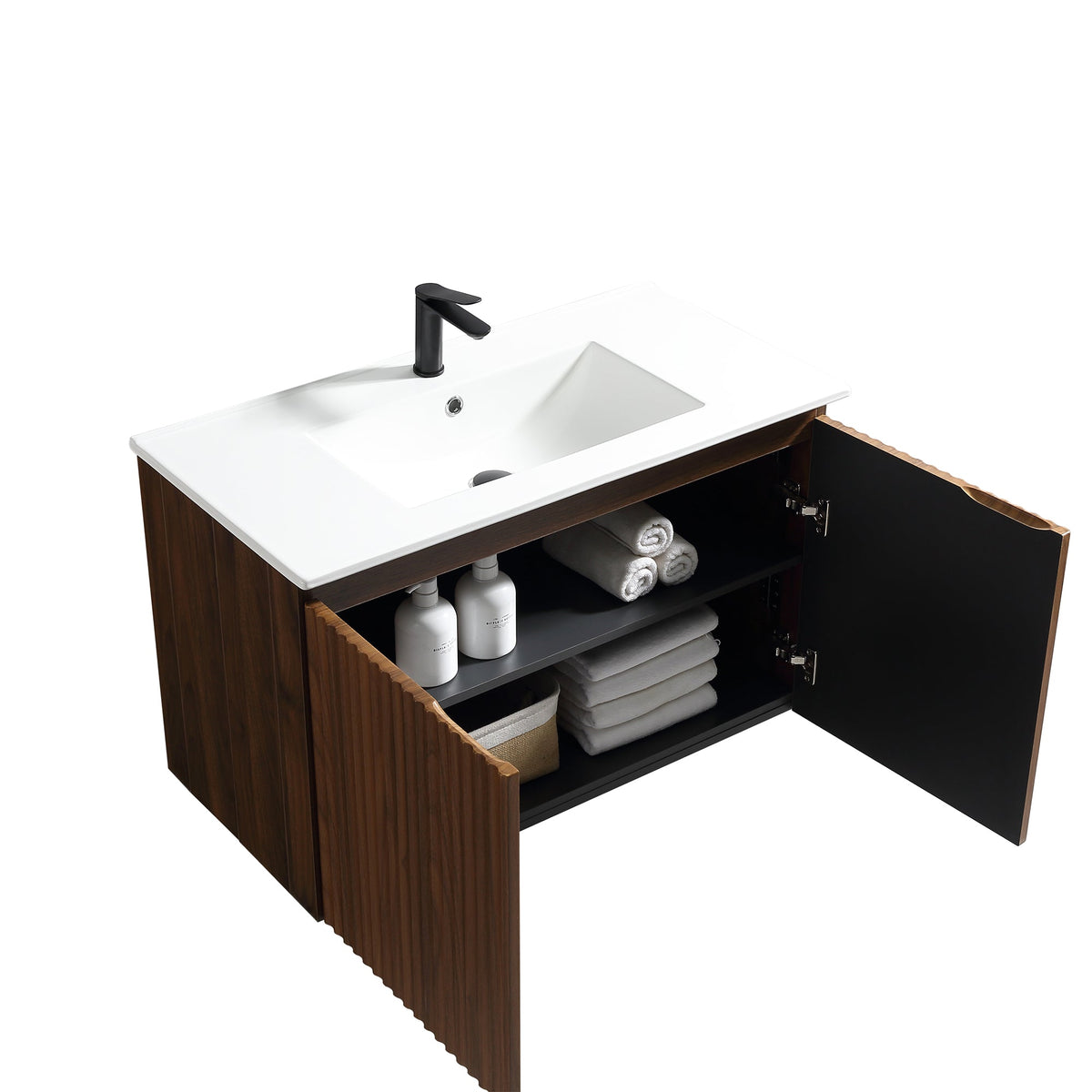 36-Inch Foldable Wall Cabinet with Snap-Fit Assembly - Matte Finish
