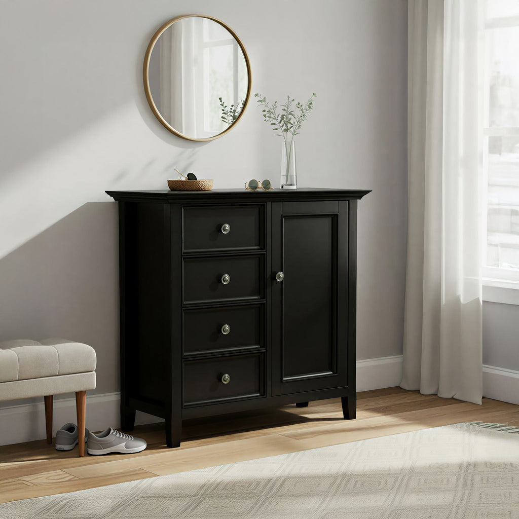 Handcrafted Medium Storage Cabinet with Adjustable Shelves - Dark Brown, Light Brown, Black, White