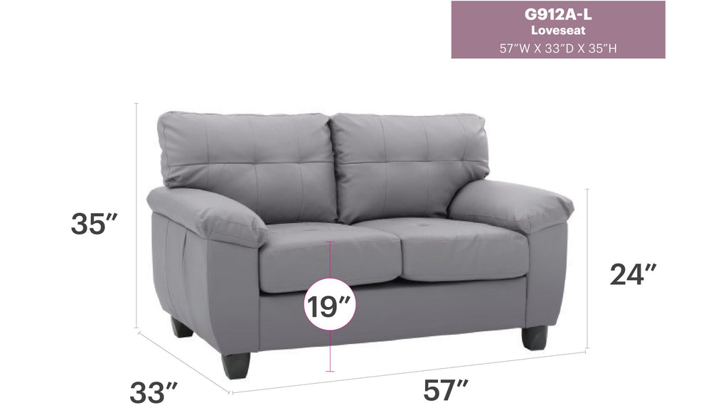 Stylish Loveseat With Padded Arms - Black or Dark Gray