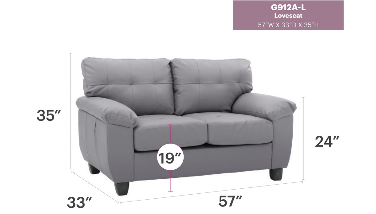 Stylish Loveseat With Padded Arms - Black or Dark Gray