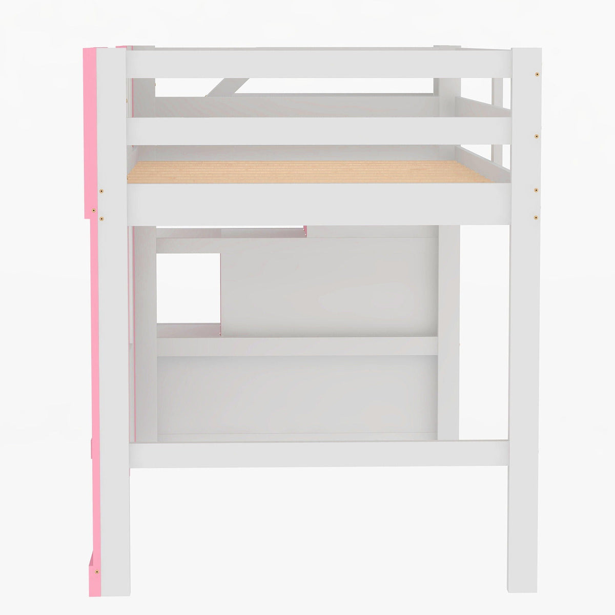Loft Bed With Storage Staircase and Windows - Twin Size