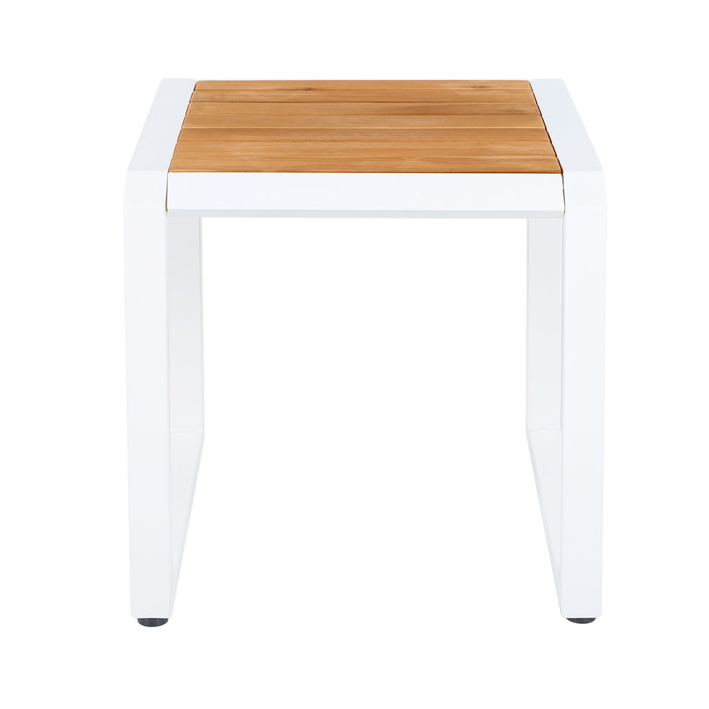 Outdoor Side Table with Teak Wood Top – Acacia & Iron Frame