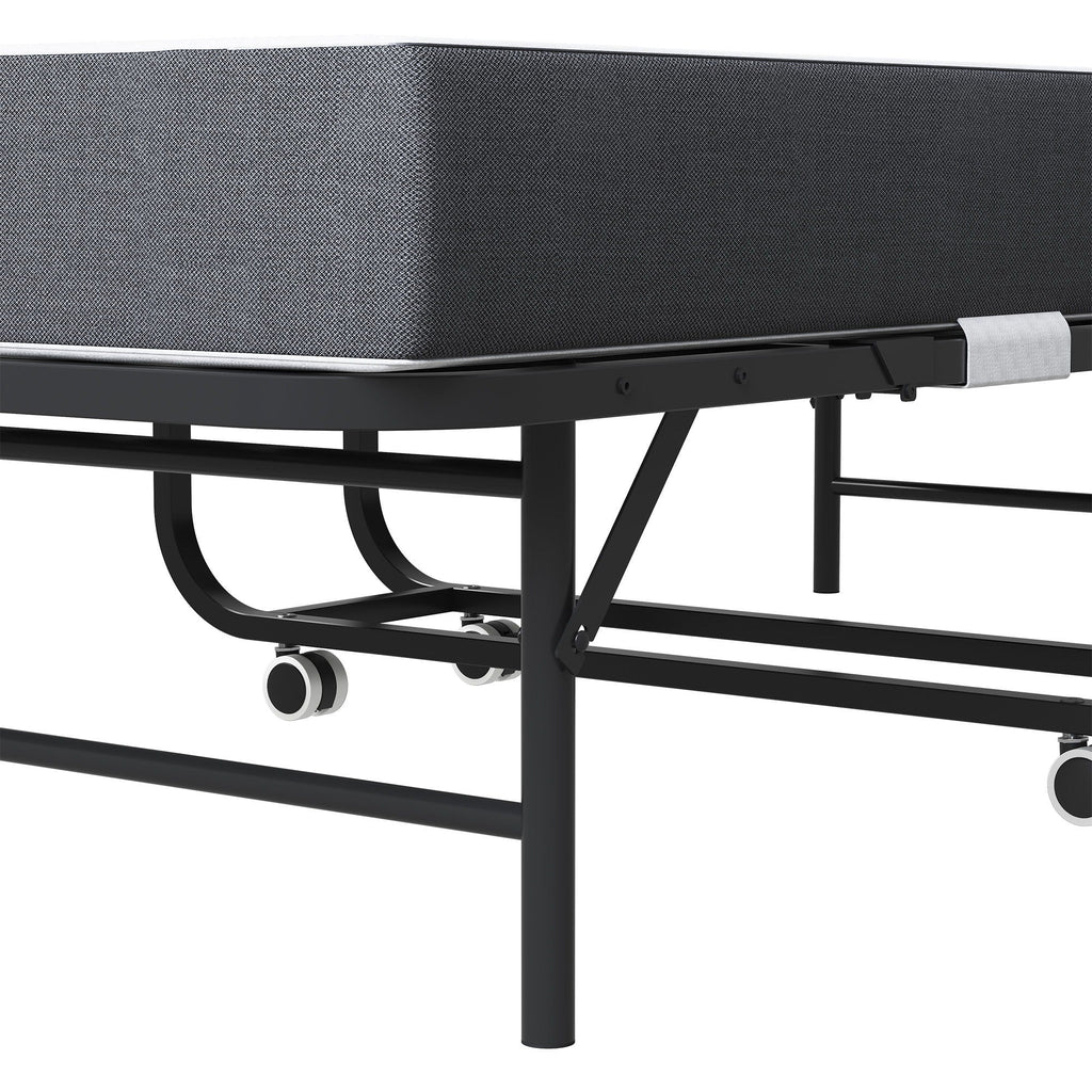 Twin Extra Long Folding Bed for Tall People with Memory Foam Mattress - Black