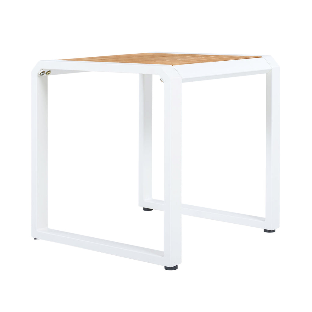 Outdoor Side Table with Teak Wood Top – Acacia & Iron Frame