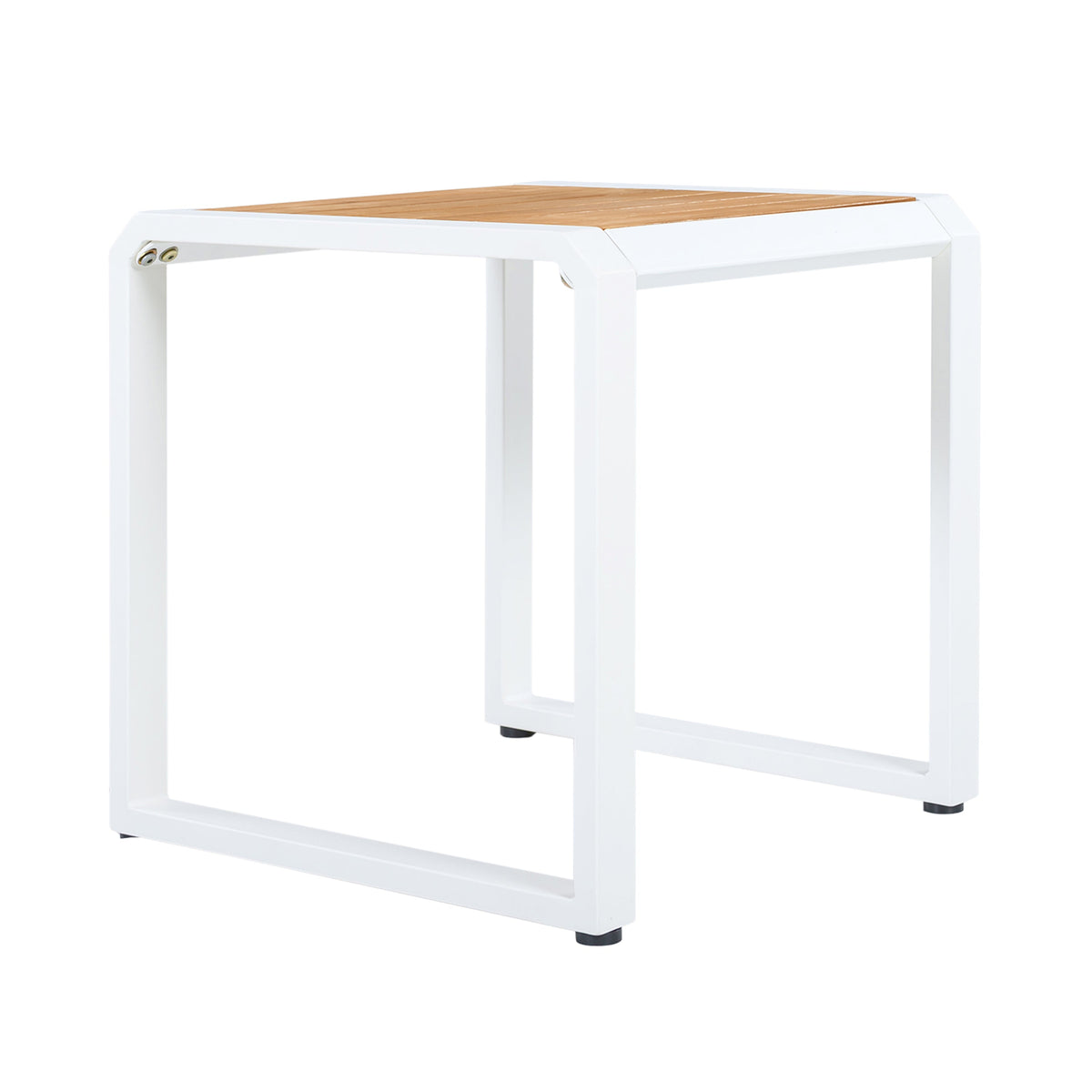 Outdoor Side Table with Teak Wood Top – Acacia & Iron Frame
