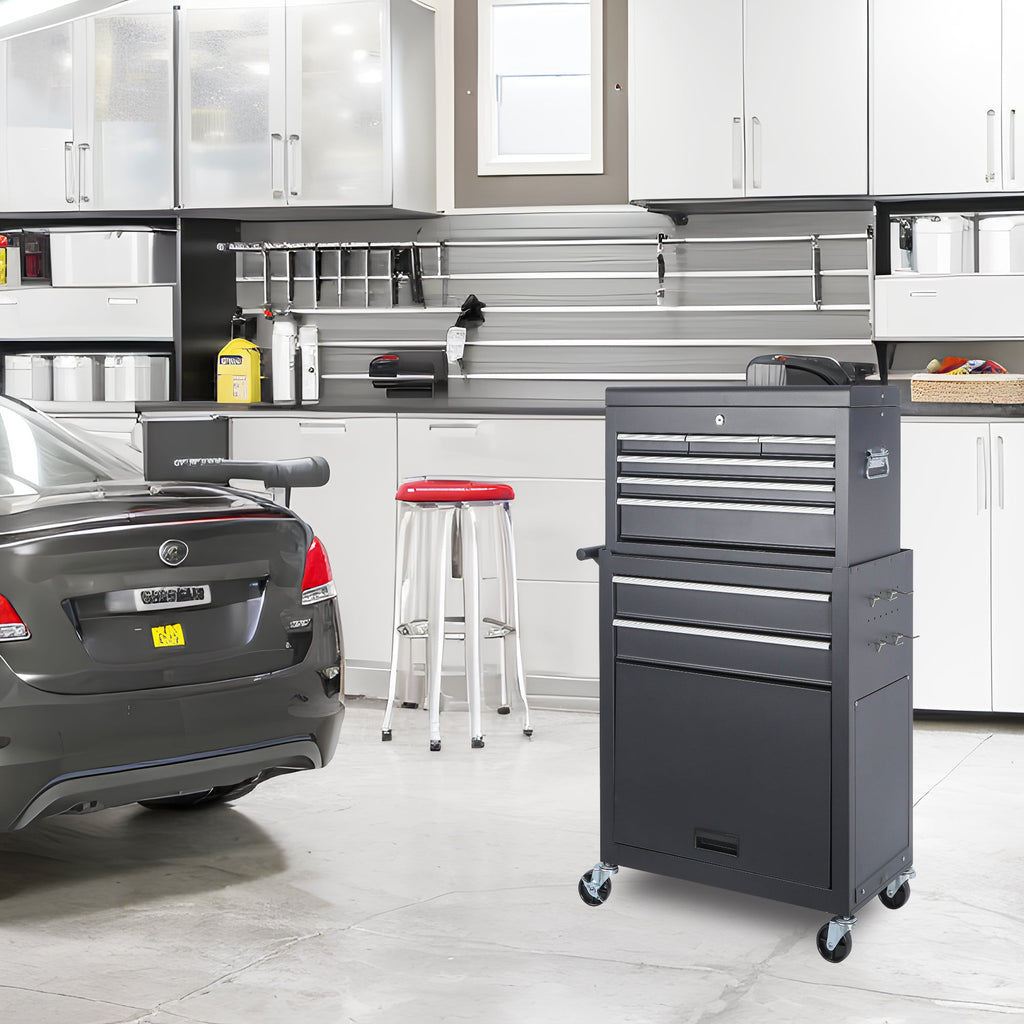 8-Drawer Rolling Tool Storage Cabinet with Detachable Top - Steel