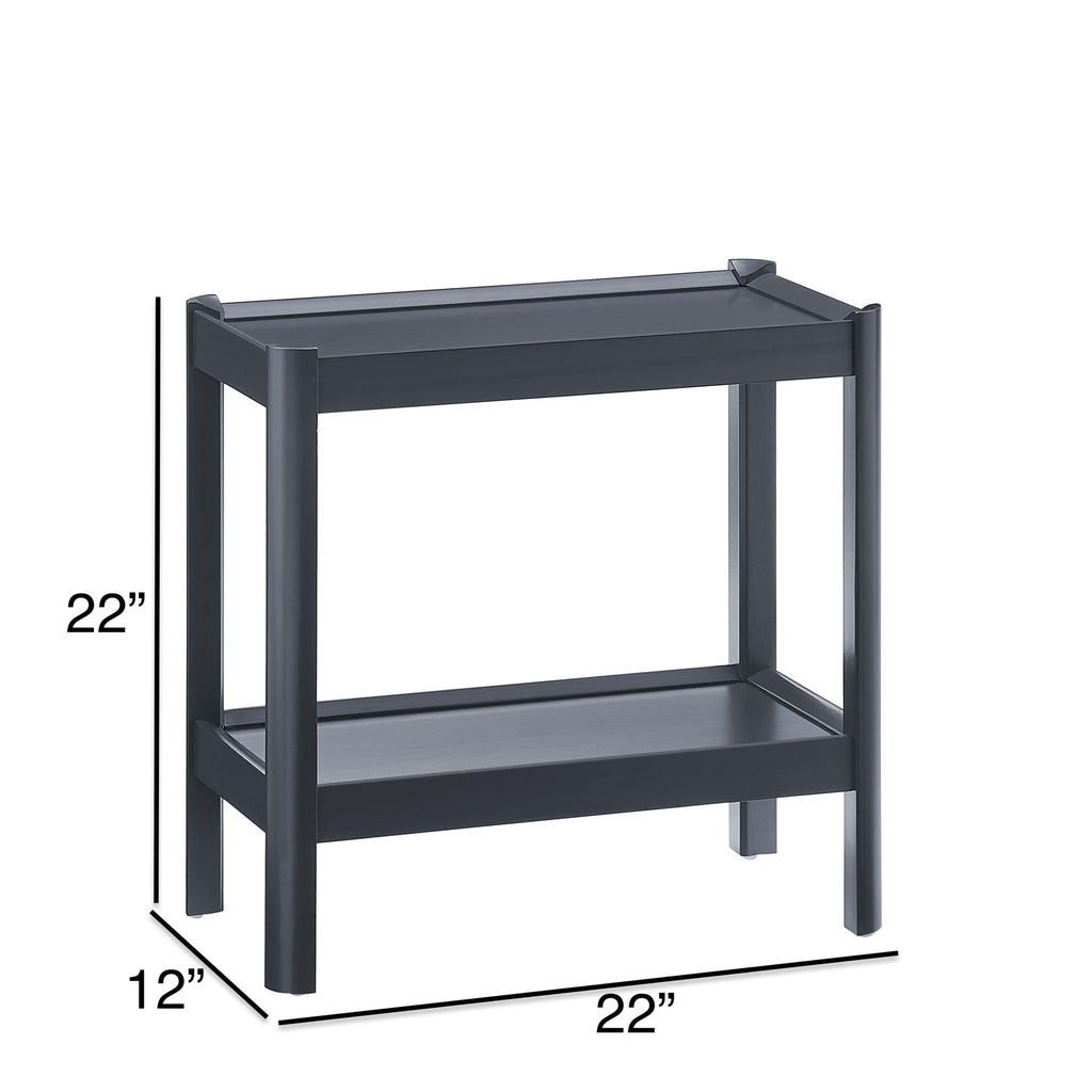 Solid Wood Nightstand with 2 Shelves - Black or White
