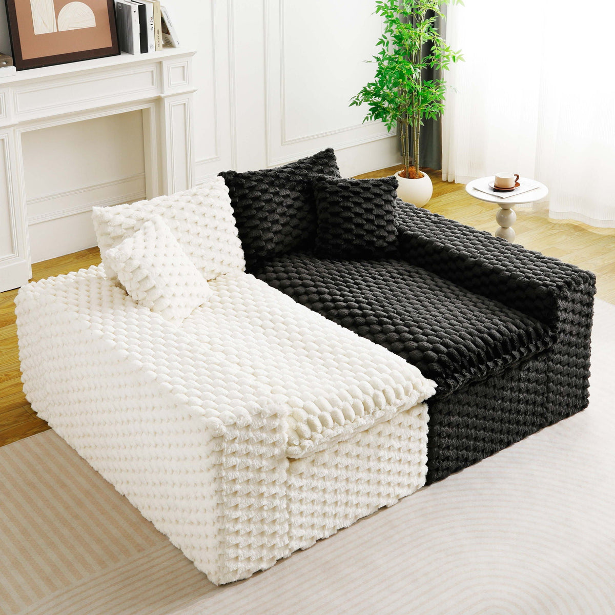 Luxury Multifunctional Sofa for Living Room with Adjustable Layout - Black, Dark Green, White, Pink