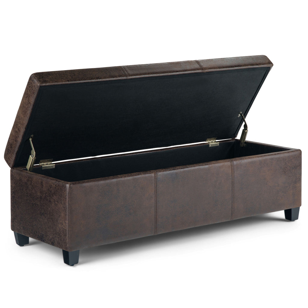 Avalon Contemporary Storage Ottoman Bench with Large Storage - Black, Dark Brown, Dark Gray