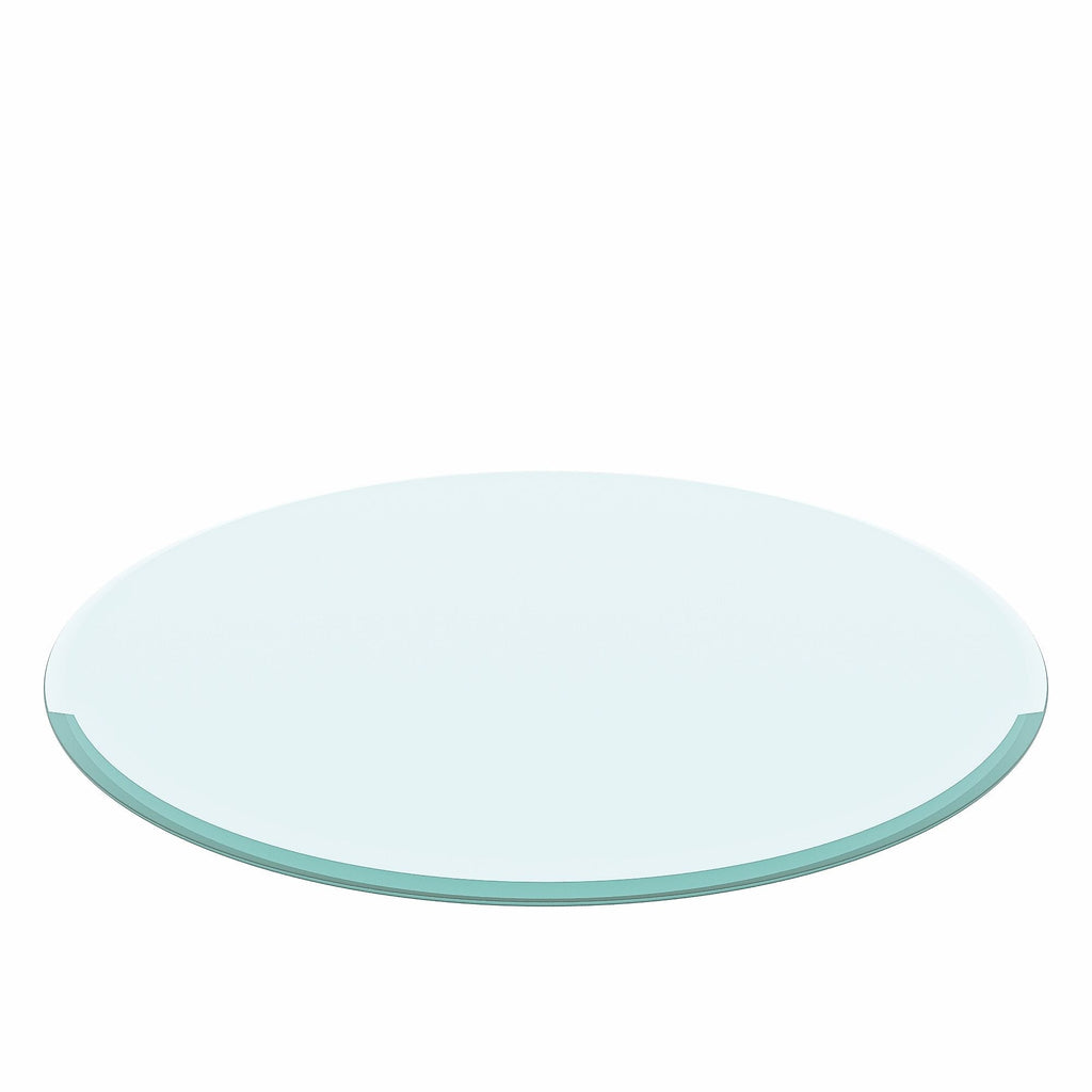 30" Round Tempered Glass Table Top with Beveled Polished Edge - Transparent