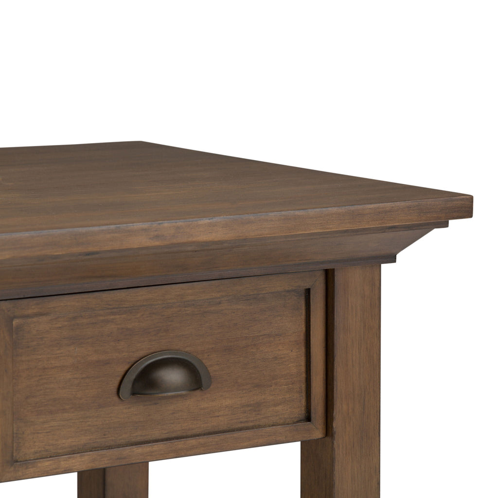 Solid Wood End Table with Storage Drawer - Light Brown