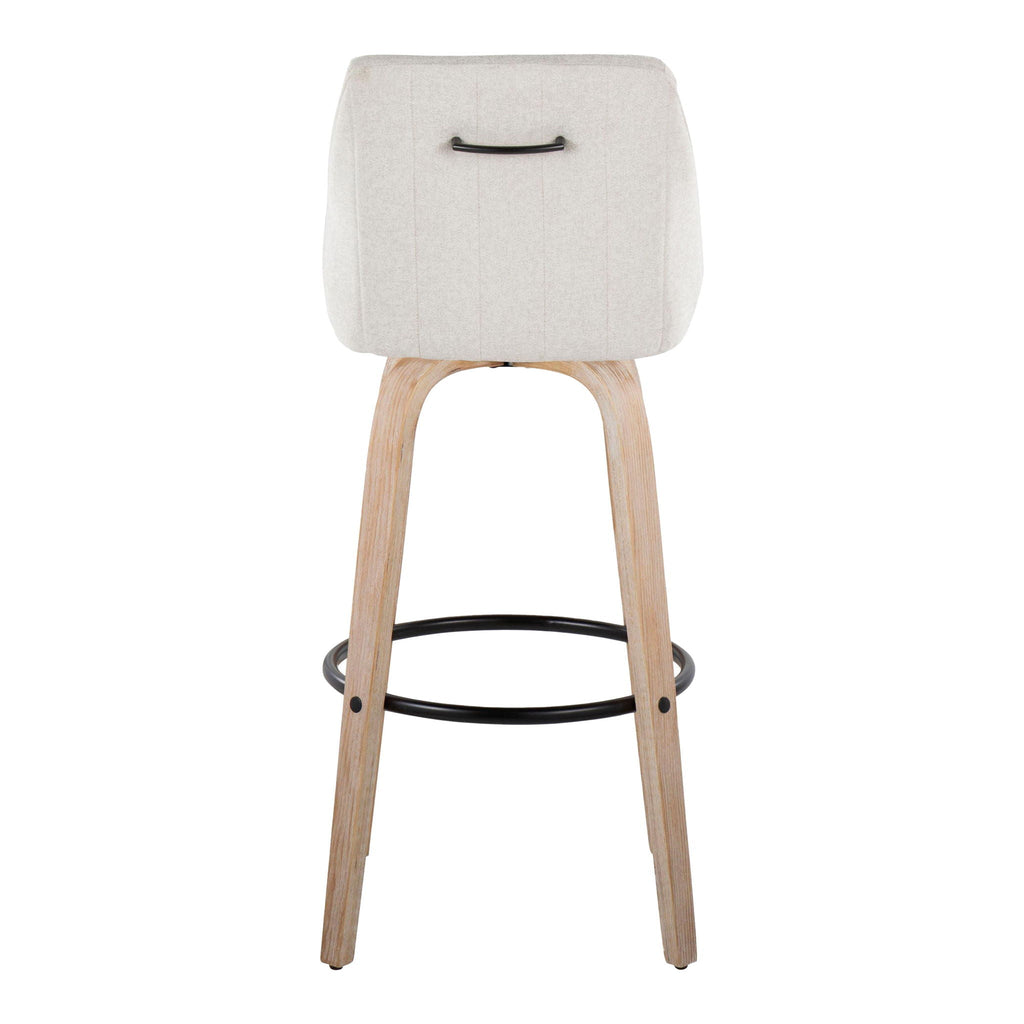 Transitional Fixed Height Barstool Set with Swivel and Round Footrest - Beige, Gray, Light Brown