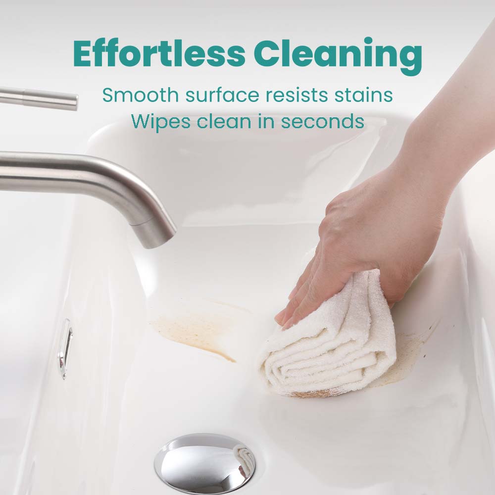 Glossy White Ceramic Integrated Bathroom Sink with Sleek Design - Gloss White