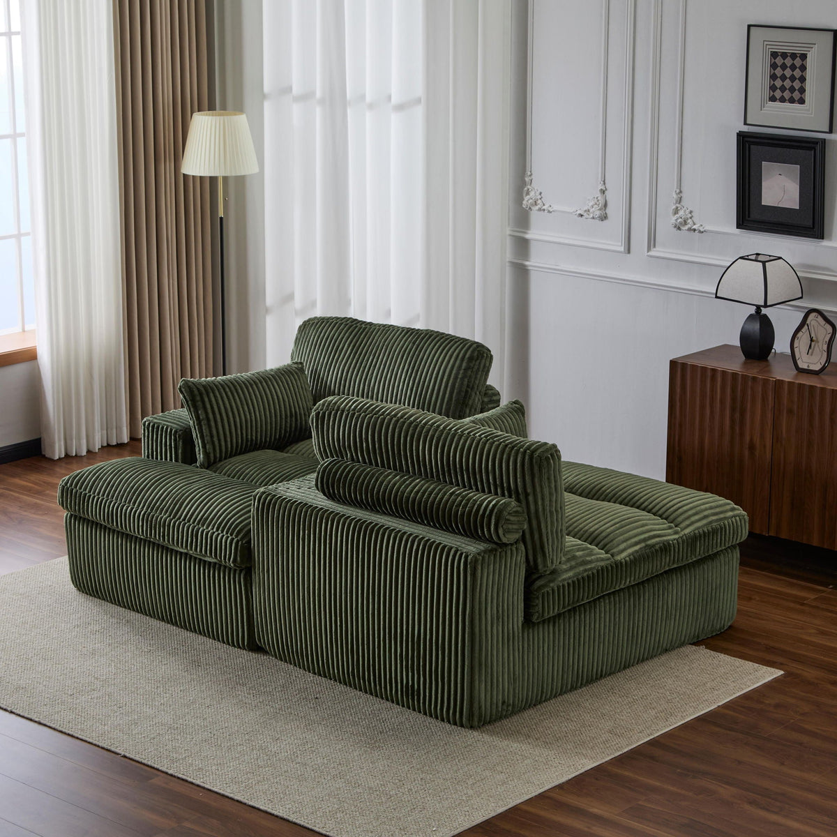 Double Chaise Lounge Chair, Oversized Upholstered Sleeper Cloud Couch
