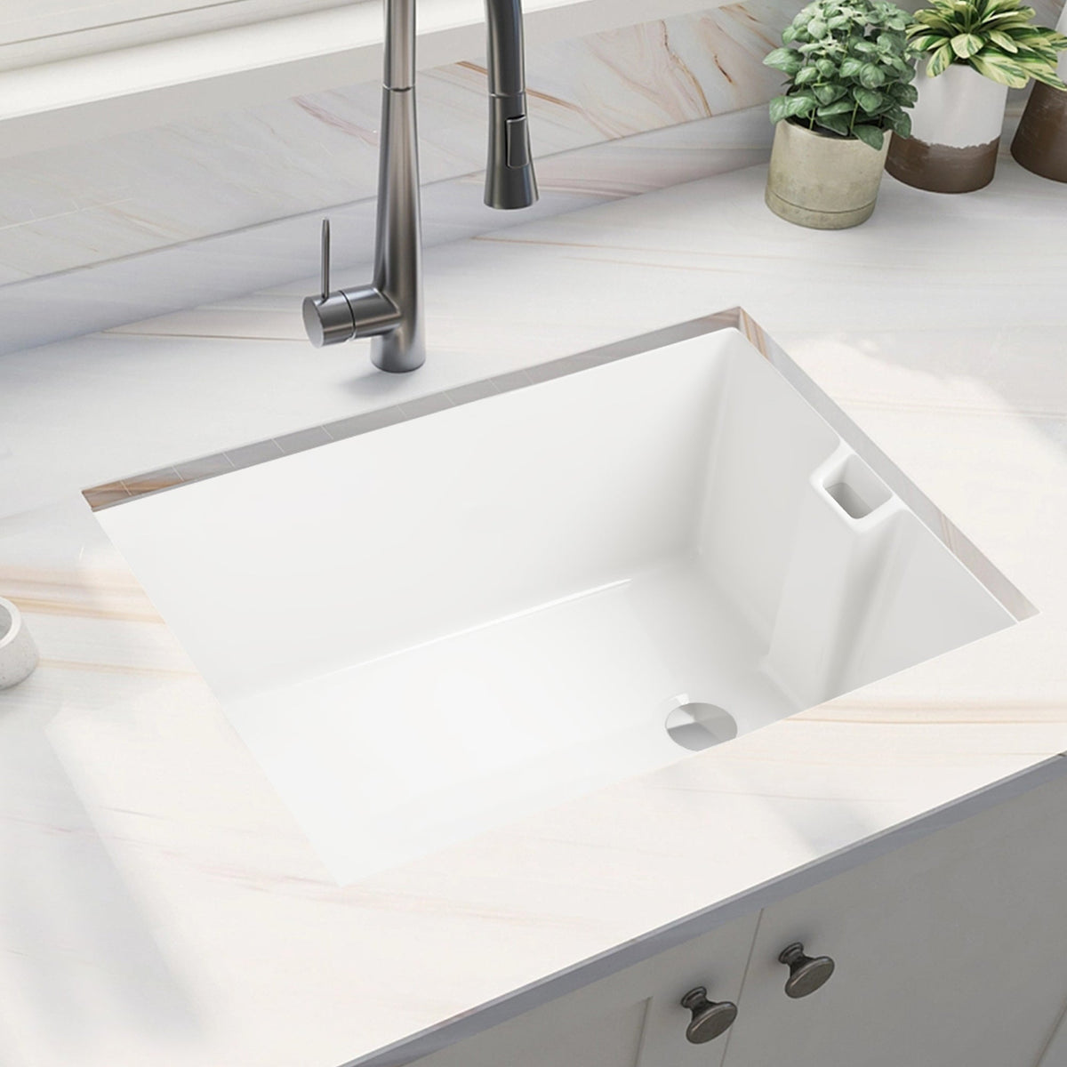 23.6' L X 18' W White Ceramic Single Bowl Kitchen Sink