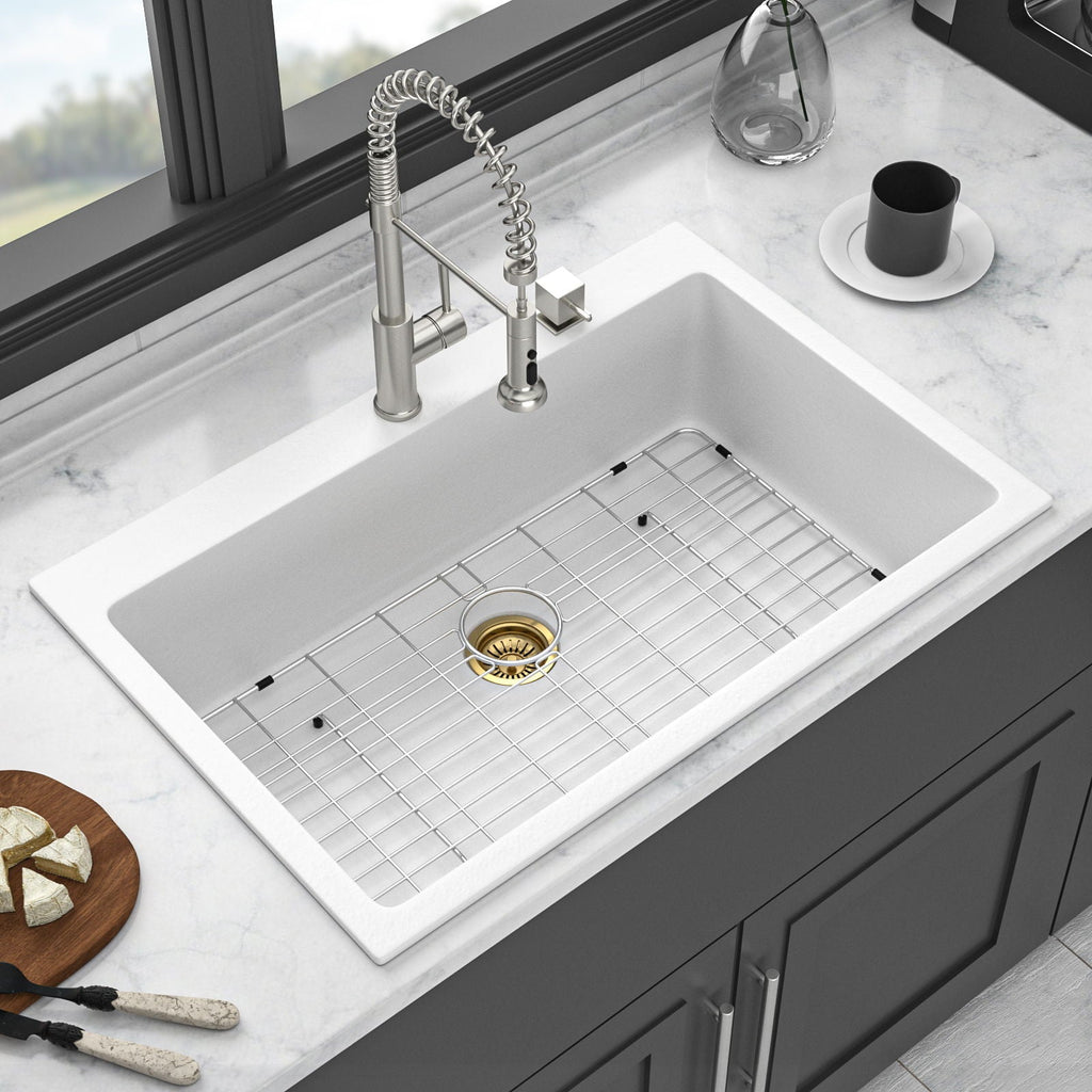 Quartz Kitchen Sink with Durable Design - Black or White