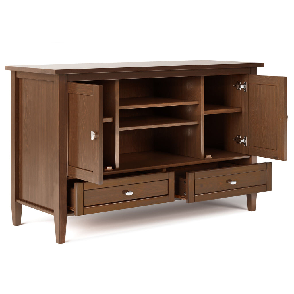 Transitional Style TV Media Stand with Storage - Light Brown, Dark Brown, White