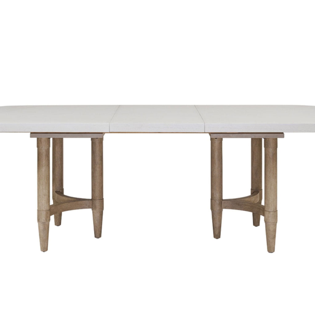 Double Pedestal Dining Table with Expandable Leaf - Sand