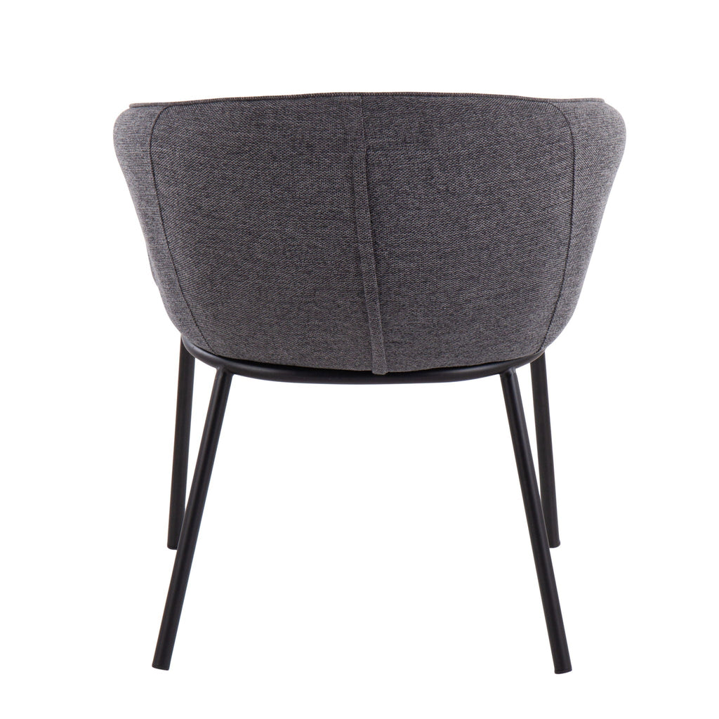 Contemporary Side Chair with Padded Seat and Black Metal Frame - Charcoal