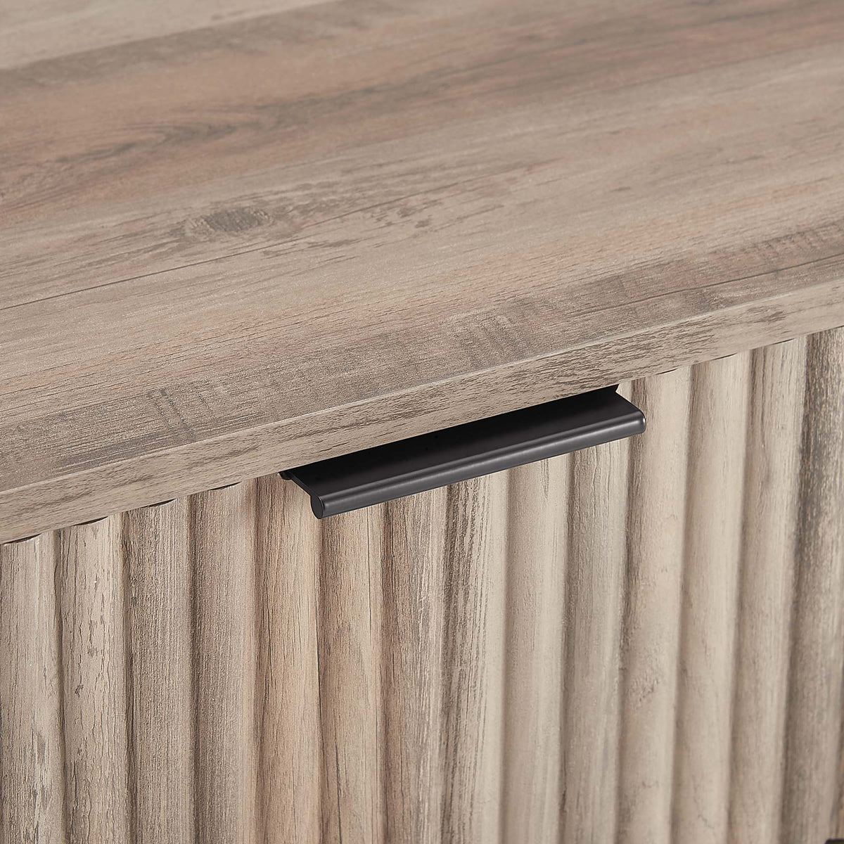 Modern Nightstand with Fluted Drawer and Metal Handles - Multiple Colors