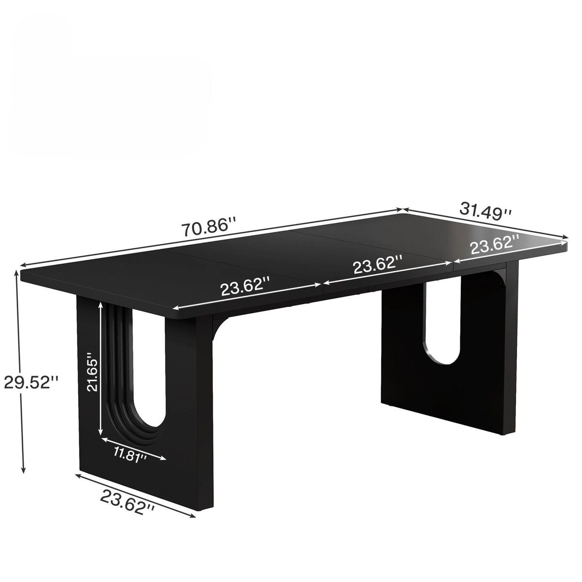 Rectangular Dining Table with Pedestal Base - Black or White