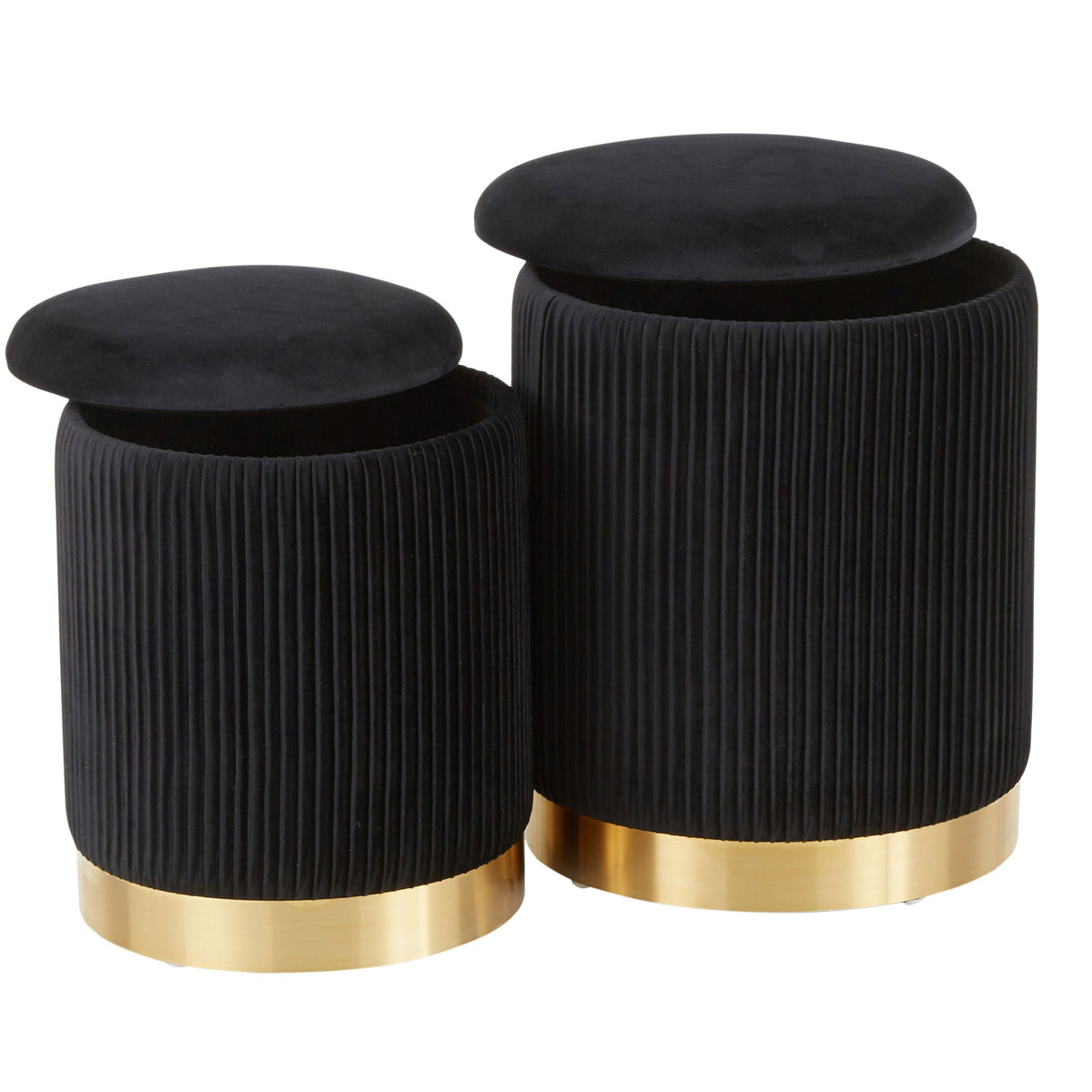 Contemporary Nesting Pleated Ottoman Set with Pleated Upholstery - Multiple Colors