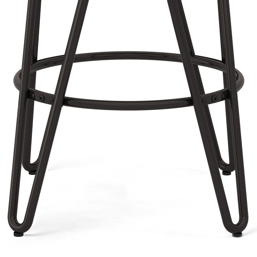 Multifunctional Metal Counter Height Stool with Solid Wood Seat - Dark Brown or Beige