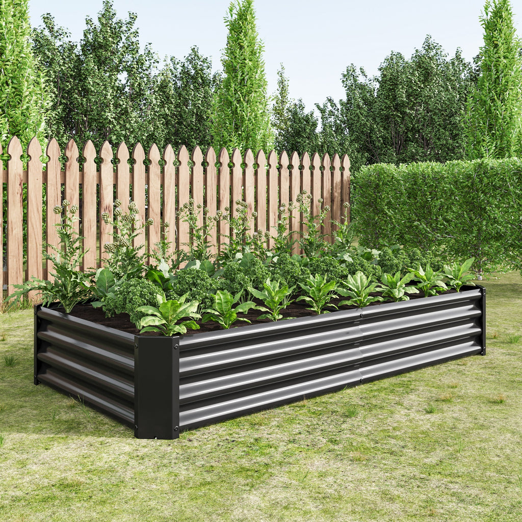 Metal Raised Garden Bed 6x3x1 Ft with Open Base - Silver